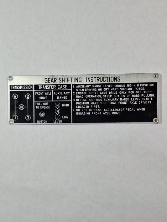 FJ40 3 Speed Dash Plate